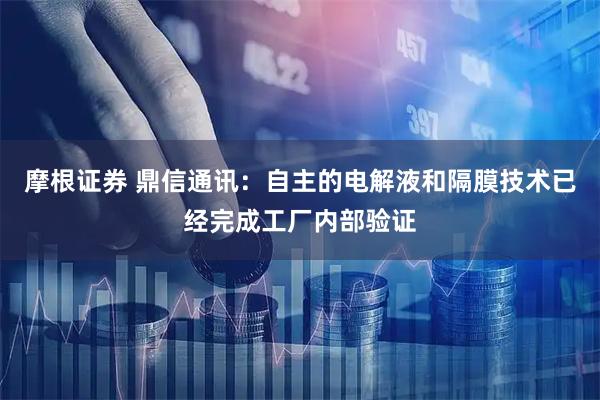 摩根证券 鼎信通讯：自主的电解液和隔膜技术已经完成工厂内部验证