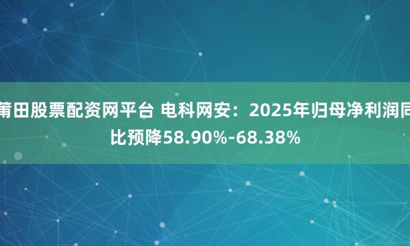 莆田股票配资网平台 电科网安：2025年归母净利润同比预降58.90%-68.38%